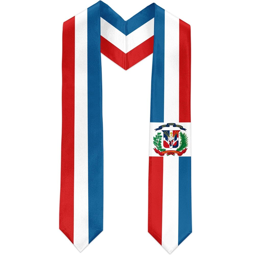 1095 Dominican Republic Flag Graduation Sash Satin Scarf 72" Stole